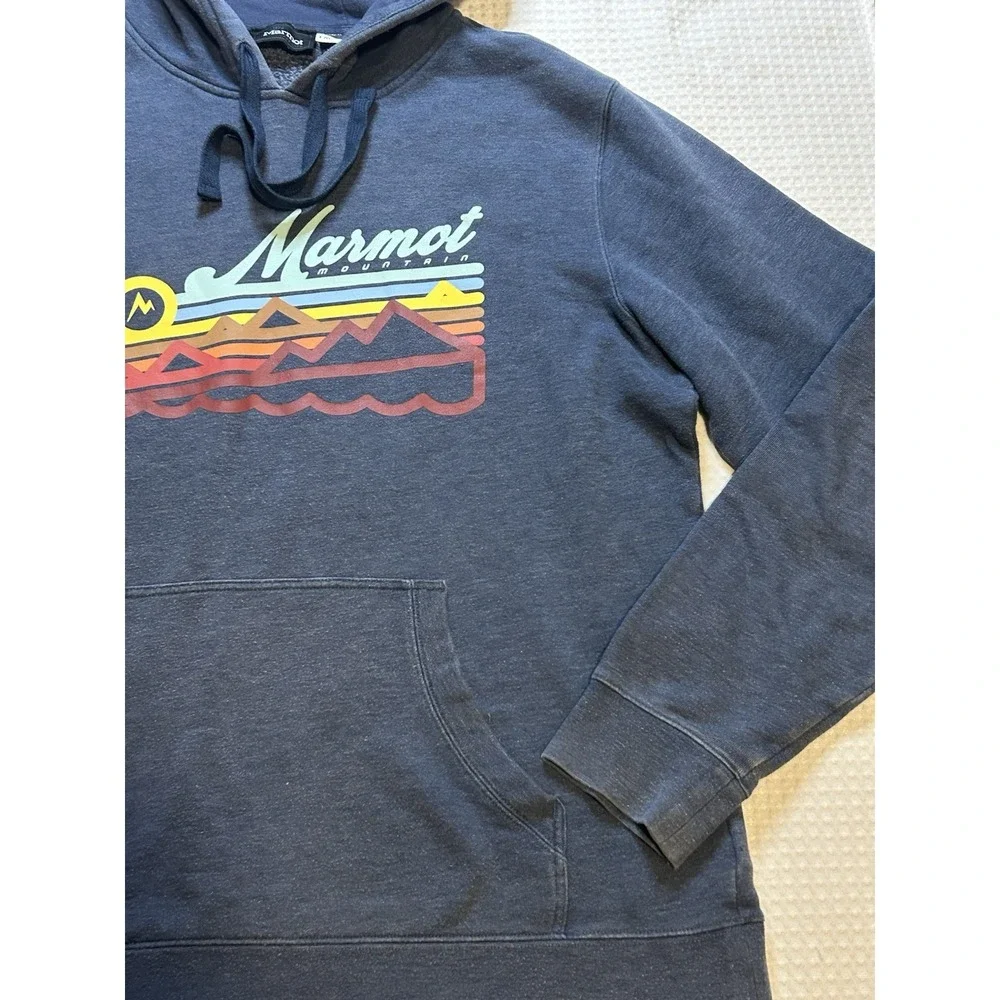 Marmot - Men's - Medium- Blue Mountain Graphic- Hoodie - Blue Gray